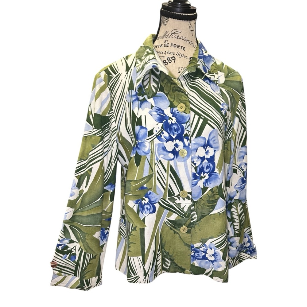 Kasper Vintage Floral Button Down Shirt Jacket - Picture 7 of 7